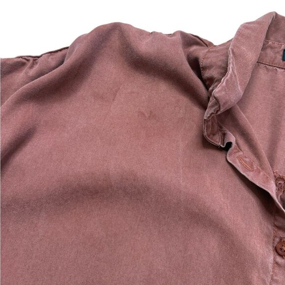 Quince Women’s Short Sleeve Tencel Lyocel Camp Shirt Rust Brown Medium - Picture 6 of 9